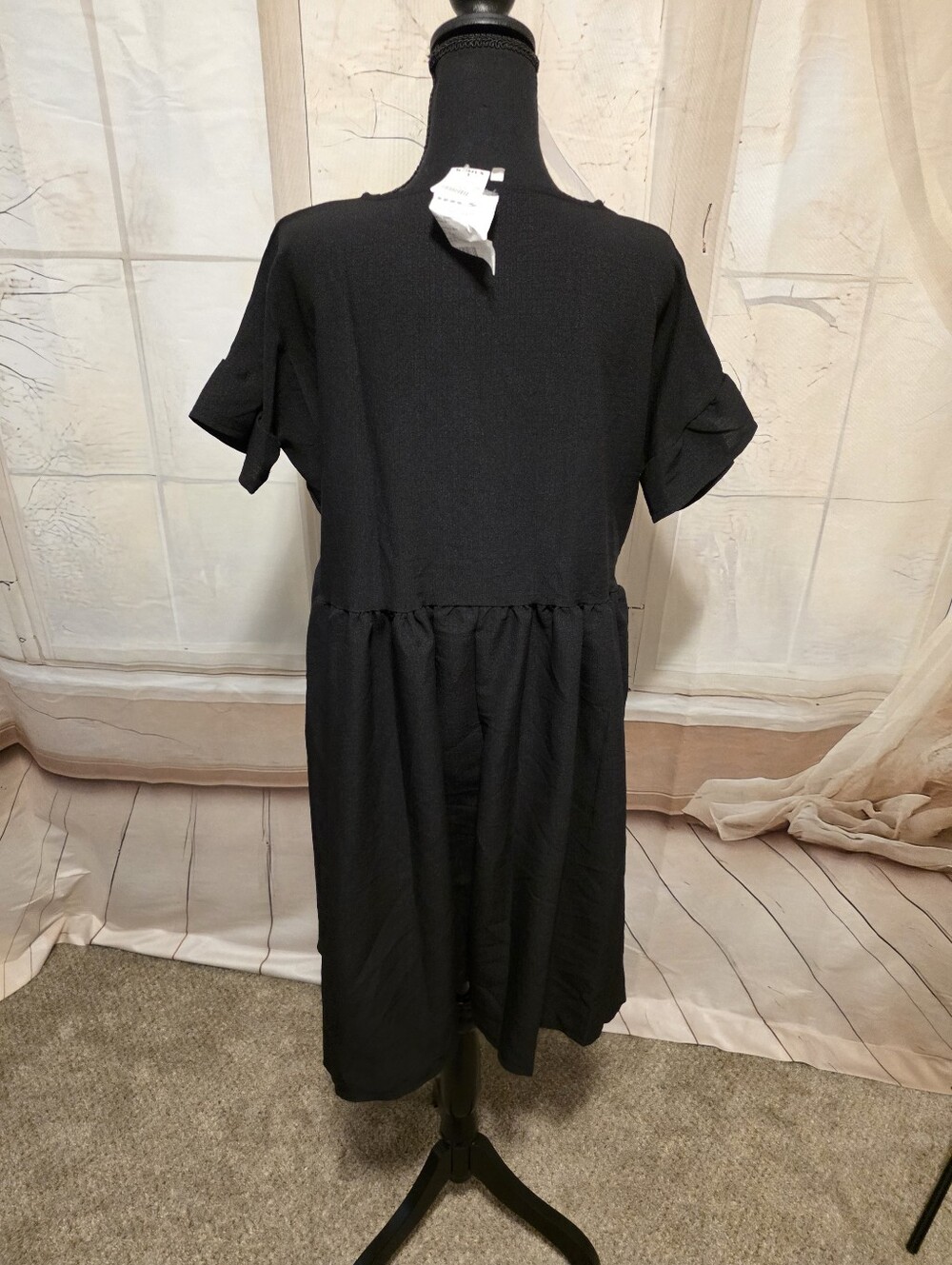 Kohl's Black Short-Sleeve Mini Babydoll Dress - Picture 4 of 7